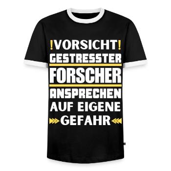 Ne parlez pas à des chercheurs stressés ! - T-shirt contrasté Homme - noir/blanc - Devant - AI Model Female 172 light (172cm) & AI Model Male 178 light (178cm)