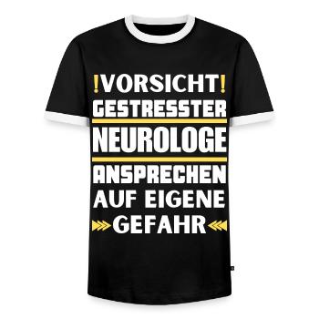 Gestresster Neurologe nicht ansprechen! - Männer Kontrast-T-Shirt - Schwarz/Weiß - Vorne - AI Model Female 172 light (172cm) & AI Model Male 178 light (178cm)