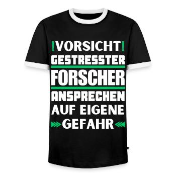 Ne parlez pas à des chercheurs stressés ! - T-shirt contrasté Homme - noir/blanc - Devant - AI Model Female 172 light (172cm) & AI Model Male 178 light (178cm)