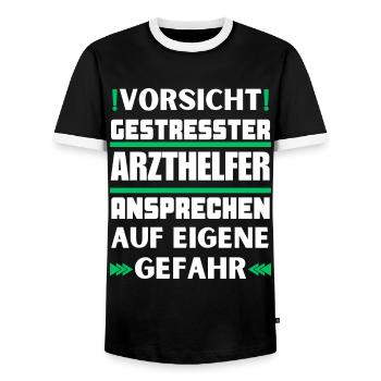 Gestresster Arzthelfer nicht ansprechen! - Männer Kontrast-T-Shirt - Schwarz/Weiß - Vorne - AI Model Female 172 light (172cm) & AI Model Male 178 light (178cm)