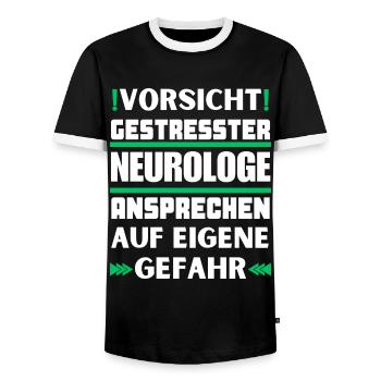 Gestresster Neurologe nicht ansprechen! - Männer Kontrast-T-Shirt - Schwarz/Weiß - Vorne - AI Model Female 172 light (172cm) & AI Model Male 178 light (178cm)