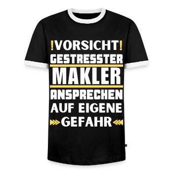 Ne vous approchez pas d’un courtier stressé ! - T-shirt contrasté Homme - noir/blanc - Devant - AI Model Female 172 light (172cm) & AI Model Male 178 light (178cm)