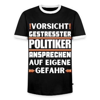 Gestresster Politiker nicht ansprechen! - Männer Kontrast-T-Shirt - Schwarz/Weiß - Vorne - AI Model Female 172 light (172cm) & AI Model Male 178 light (178cm)