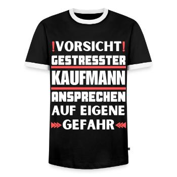 Gestresster Kaufmann nicht ansprechen! - Männer Kontrast-T-Shirt - Schwarz/Weiß - Vorne - AI Model Female 172 light (172cm) & AI Model Male 178 light (178cm)