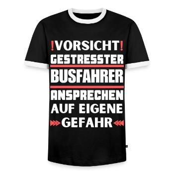 Don't talk to stressed bus driver! - Men's Ringer Shirt - black/white - Front - AI Model Female 172 light (172cm) & AI Model Male 178 light (178cm)