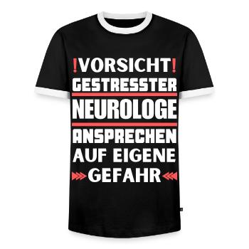 Ne parlez pas à un neurologue stressé ! - T-shirt contrasté Homme - noir/blanc - Devant - AI Model Female 172 light (172cm) & AI Model Male 178 light (178cm)