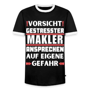 Ne vous approchez pas d’un courtier stressé ! - T-shirt contrasté Homme - noir/blanc - Devant - AI Model Female 172 light (172cm) & AI Model Male 178 light (178cm)
