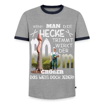 Grand Arbre À Pénis - T-shirt contrasté Homme - gris/marine  - Devant - AI Model Female 172 light (172cm) & AI Model Male 178 light (178cm)