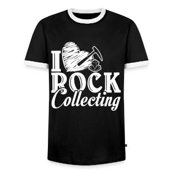 Geologists Love Rock Collecting - Men's Ringer Shirt - black/white - Front - AI Model Female 172 light (172cm) & AI Model Male 178 light (178cm)