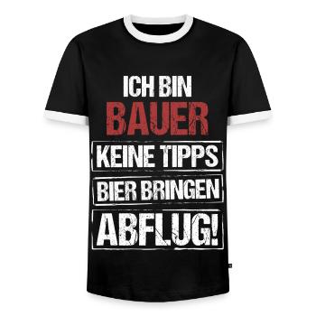 Ich bin Bauer - Bier bringen und Abflug - Männer Kontrast-T-Shirt - Schwarz/Weiß - Vorne - AI Model Female 172 light (172cm) & AI Model Male 178 light (178cm)