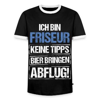 Je suis coiffeur - apportez de la bière et partez - T-shirt contrasté Homme - noir/blanc - Devant - AI Model Female 172 light (172cm) & AI Model Male 178 light (178cm)