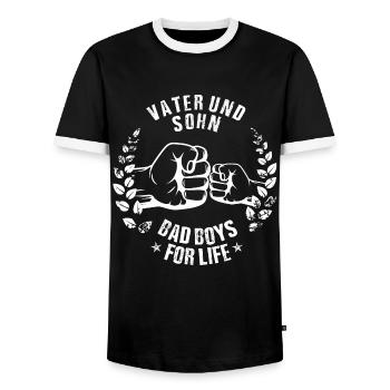 Vater und Sohn Bad Boys for Life - Männer Kontrast-T-Shirt - Schwarz/Weiß - Vorne - AI Model Female 172 light (172cm) & AI Model Male 178 light (178cm)