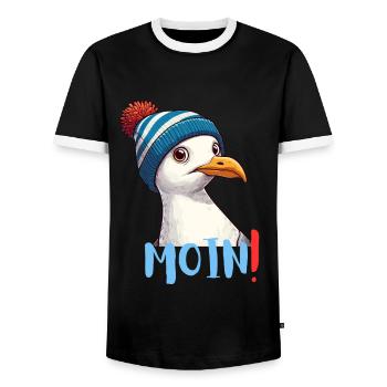 Hambourg Moin Mer du Nord Allemagne Nord Drôle Mouette - T-shirt contrasté Homme - noir/blanc - Devant - AI Model Female 172 light (172cm) & AI Model Male 178 light (178cm)