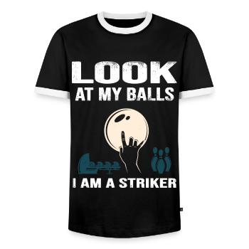 Bowling Boule de bowling « striker » épingle xxx bowlingpro - T-shirt contrasté Homme - noir/blanc - Devant - AI Model Female 172 light (172cm) & AI Model Male 178 light (178cm)