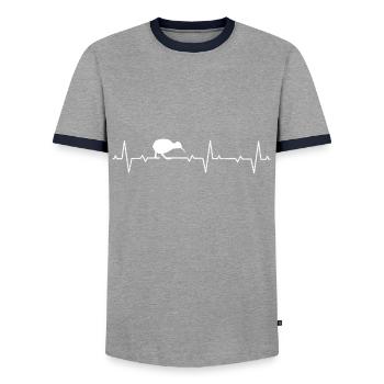 Nouvelle Zélande New Zealand Voyage Kiwis Néo-Zélandais - T-shirt contrasté Homme - gris/marine  - Devant - AI Model Female 172 light (172cm) & AI Model Male 178 light (178cm)