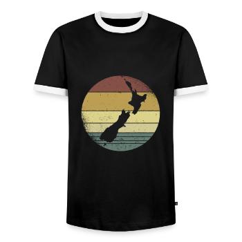Nouvelle Zélande New Zealand Voyage Kiwis Néo-Zélandais - T-shirt contrasté Homme - noir/blanc - Devant - AI Model Female 172 light (172cm) & AI Model Male 178 light (178cm)
