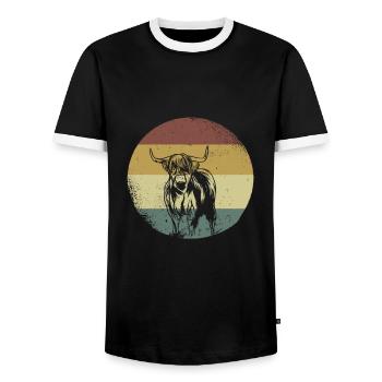 Hochlandrind Geschenk Kühe Hochlandrinder Kuhmotiv - Männer Kontrast-T-Shirt - Schwarz/Weiß - Vorne - AI Model Female 172 light (172cm) & AI Model Male 178 light (178cm)