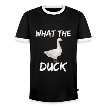 Duck Vintage Ducks - Men's Ringer Shirt - black/white - Front - AI Model Female 172 light (172cm) & AI Model Male 178 light (178cm)