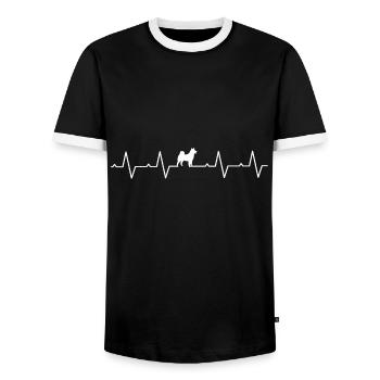 Husky chien sibérien chien Huskies battement de coeur - T-shirt contrasté Homme - noir/blanc - Devant - AI Model Female 172 light (172cm) & AI Model Male 178 light (178cm)