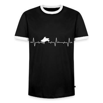 Piano Keyboard Pianists Piano Piano Piano Piano Pianist - Men's Ringer Shirt - black/white - Front - AI Model Female 172 light (172cm) & AI Model Male 178 light (178cm)