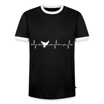 Pigeon pigeon breeder pigeons heartbeat pigeons - Men's Ringer Shirt - black/white - Front - AI Model Female 172 light (172cm) & AI Model Male 178 light (178cm)