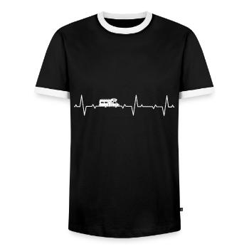 Camping Camping Camper Camper Heartbeat - Men's Ringer Shirt - black/white - Front - AI Model Female 172 light (172cm) & AI Model Male 178 light (178cm)