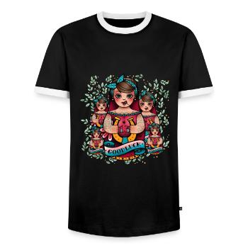 Poupée Matrouchka Russie Babouchka - T-shirt contrasté Homme - noir/blanc - Devant - AI Model Female 172 light (172cm) & AI Model Male 178 light (178cm)