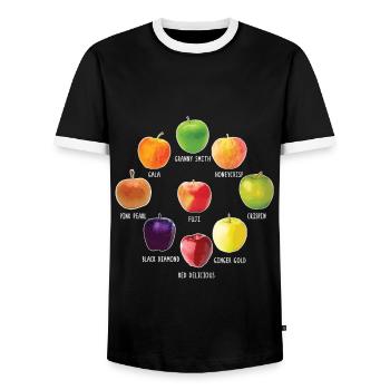 Apple Varieties Different Apples Realistic Apple - Men's Ringer Shirt - black/white - Front - AI Model Female 172 light (172cm) & AI Model Male 178 light (178cm)