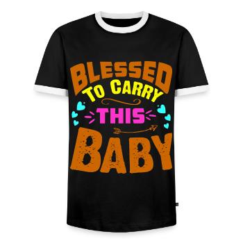 Mère Enceinte Bébé Nourrisson T-shirt Maman - T-shirt contrasté Homme - noir/blanc - Devant - AI Model Female 172 light (172cm) & AI Model Male 178 light (178cm)