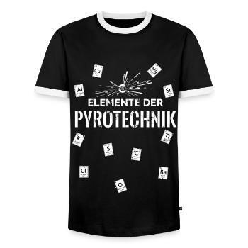 Elemente der Pyrotechnik - Männer Kontrast-T-Shirt - Schwarz/Weiß - Vorne - AI Model Female 172 light (172cm) & AI Model Male 178 light (178cm)