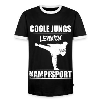 Kampfsport - Männer Kontrast-T-Shirt - Schwarz/Weiß - Vorne - AI Model Female 172 light (172cm) & AI Model Male 178 light (178cm)