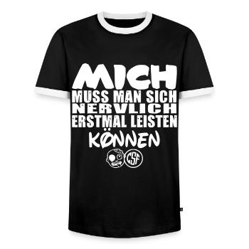 Mich muss man sich nervlich erstmal leisten können - Männer Kontrast-T-Shirt - Schwarz/Weiß - Vorne - AI Model Female 172 light (172cm) & AI Model Male 178 light (178cm)