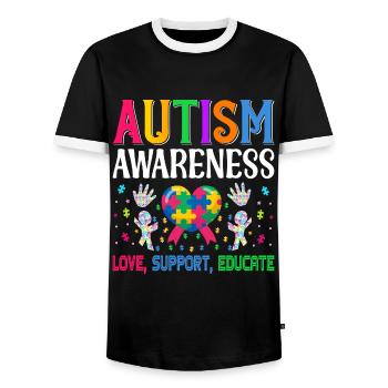 Autisme - T-shirt contrasté Homme - noir/blanc - Devant - AI Model Female 172 light (172cm) & AI Model Male 178 light (178cm)