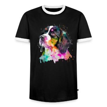 Cute little dog for dog lovers colorful - Men's Ringer Shirt - black/white - Front - AI Model Female 172 light (172cm) & AI Model Male 178 light (178cm)