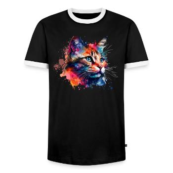 Mignon petit chat Pour les amoureux des chats Coloré - T-shirt contrasté Homme - noir/blanc - Devant - AI Model Female 172 light (172cm) & AI Model Male 178 light (178cm)