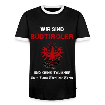 Südtirol - Männer Kontrast-T-Shirt - Schwarz/Weiß - Vorne - AI Model Female 172 light (172cm) & AI Model Male 178 light (178cm)