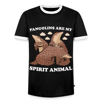Les pangolins sont mon animal Pangolin - T-shirt contrasté Homme - noir/blanc - Devant - AI Model Female 172 light (172cm) & AI Model Male 178 light (178cm)