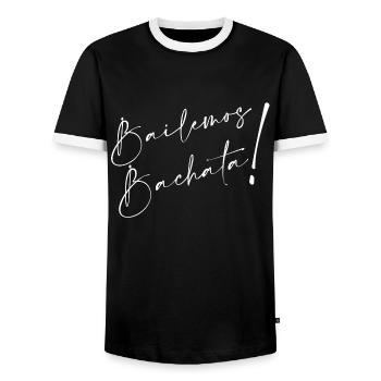 Bachata - T-shirt contrasté Homme - noir/blanc - Devant - AI Model Female 172 light (172cm) & AI Model Male 178 light (178cm)