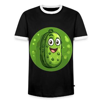 Lachende Essiggurke - Männer Kontrast-T-Shirt - Schwarz/Weiß - Vorne - AI Model Female 172 light (172cm) & AI Model Male 178 light (178cm)