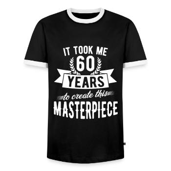 60 ans d'anniversaire disant 60e cadeau d'anniversaire - T-shirt contrasté Homme - noir/blanc - Devant - AI Model Female 172 light (172cm) & AI Model Male 178 light (178cm)