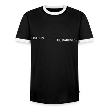Light in the darkness - Männer Kontrast-T-Shirt - Schwarz/Weiß - Vorne - AI Model Female 172 light (172cm) & AI Model Male 178 light (178cm)