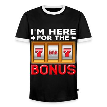 Spielautomat Glücksspiel Lustiger Casino Fan - Männer Kontrast-T-Shirt - Schwarz/Weiß - Vorne - AI Model Female 172 light (172cm) & AI Model Male 178 light (178cm)