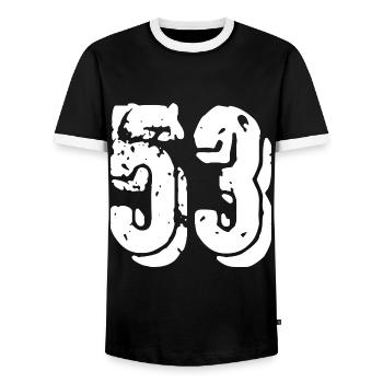 Maillot à 53 numéros - T-shirt contrasté Homme - noir/blanc - Devant - AI Model Female 172 light (172cm) & AI Model Male 178 light (178cm)