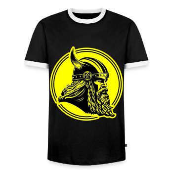 Viking Head Warrior Viking - Men's Ringer Shirt - black/white - Front - AI Model Female 172 light (172cm) & AI Model Male 178 light (178cm)