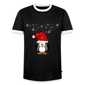 Joyeux Noël bonhomme de neige pingouin - T-shirt contrasté Homme - noir/blanc - Devant - AI Model Female 172 light (172cm) & AI Model Male 178 light (178cm)