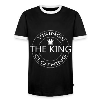 Vikings Clothing the King vikinger shirt - Männer Kontrast-T-Shirt - Schwarz/Weiß - Vorne - AI Model Female 172 light (172cm) & AI Model Male 178 light (178cm)