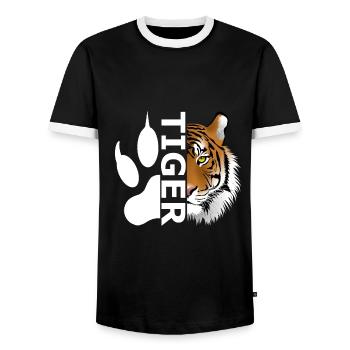 Tiger - Männer Kontrast-T-Shirt - Schwarz/Weiß - Vorne - AI Model Female 172 light (172cm) & AI Model Male 178 light (178cm)