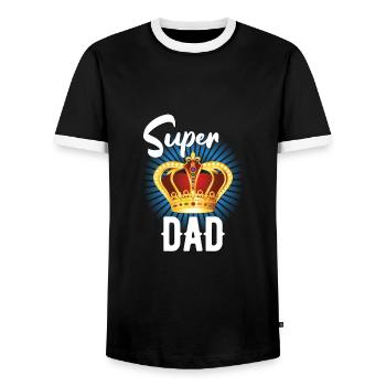 Superpapa ! - T-shirt contrasté Homme - noir/blanc - Devant - AI Model Female 172 light (172cm) & AI Model Male 178 light (178cm)