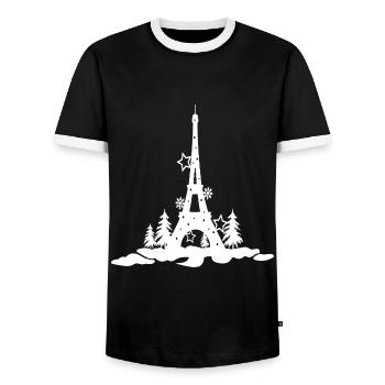 WEIHNACHTEN EIFFEL TOUR 2,Eiffelturm paris - Männer Kontrast-T-Shirt - Schwarz/Weiß - Vorne - AI Model Female 172 light (172cm) & AI Model Male 178 light (178cm)