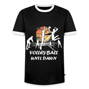 Volleyball Dawn - Men's Ringer Shirt - black/white - Front - AI Model Female 172 light (172cm) & AI Model Male 178 light (178cm)